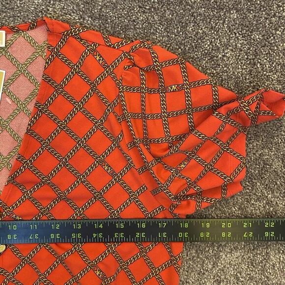 Michael Kors Women's Blouse Sea Coral Short Sleeves V-Neck Top Size S - NWT $98 - Picture 9 of 14